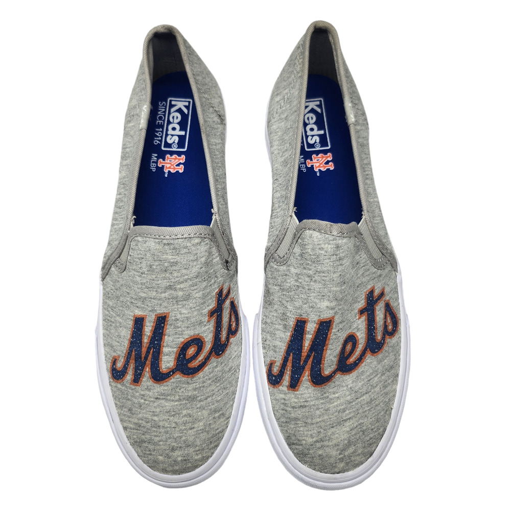 New York Mets Shoes Womens 9.5 Gray Blue Orange Keds Slip Ons MLB Baseball Comfy